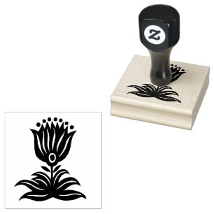 Elegante zwarte lijntjes tulp  rubberstempel