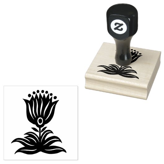 Elegante zwarte lijntjes tulp rubberstempel (Gestempeld)