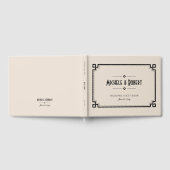 Elegante Zwarte Lijst Art Deco Beige bruiloft Gastenboek (Volledig)