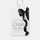 Elegante Zwarte Lint Afstudeer Bedank Tag Cadeaulabel (Voorkant)