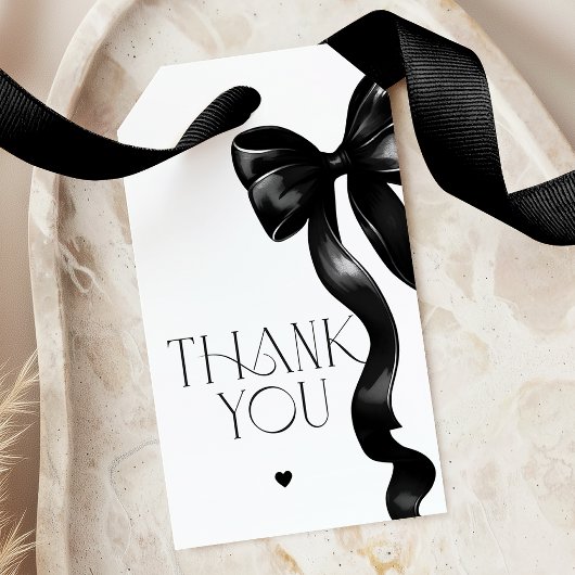 Elegante Zwarte Lint Afstudeer Bedank Tag Cadeaulabel