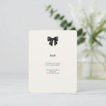 Elegante Zwarte Lint Boog Trouw RSVP Kaart
