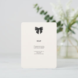 Elegante Zwarte Lint Boog Trouw RSVP Kaart