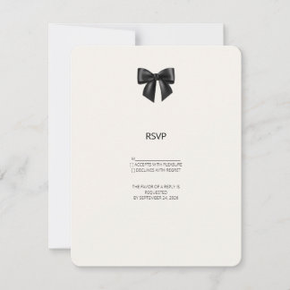 Elegante Zwarte Lint Boog Trouw RSVP Kaart