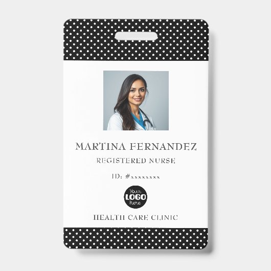 Elegante zwarte Logo geregistreerde verpleegkundig Badge (Front)