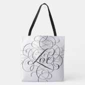 Elegante zwarte LOVE-scriptlettertype met krullen Tote Bag (Voorkant)