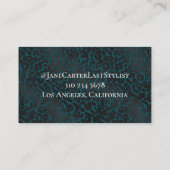 Elegante zwarte luipaard op groene dierenprint visitekaartje (Achterkant)