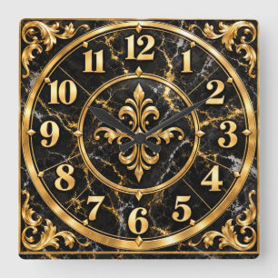 Elegante zwarte luxe klok met gouden ornamenten
