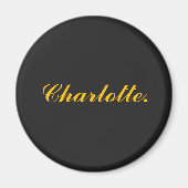 Elegante zwarte magneet met aangepaste naamtekst (Voorkant)