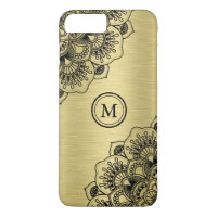 Elegante zwarte mandala op metallic gouden achterg