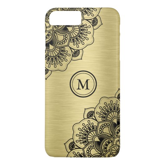 Elegante zwarte mandala op metallic gouden achterg Case-Mate iPhone case (Achterkant)