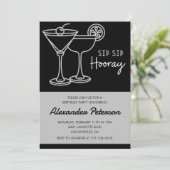 Elegante zwarte Mannen Cocktail 47ste verjaardag Kaart (Staand voorkant)