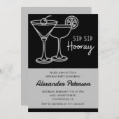 Elegante zwarte Mannen Cocktail 66ste verjaardag Kaart (Voorkant / Achterkant)