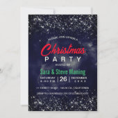 Elegante zwarte marine marmeren kunst glitter kers kaart (Voorkant)