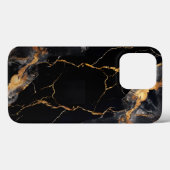 Elegante zwarte marmeren gouden aderen Case-Mate iPhone case (Achterkant (horizontaal))