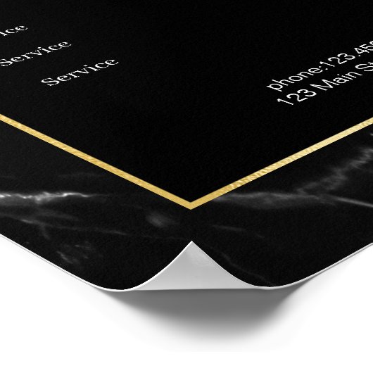 Elegante Zwarte Marmeren Gouden Poster (Hoek)