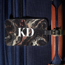 Elegante Zwarte Marmeren Moderne & Stijlvolle Reis Bagagelabel