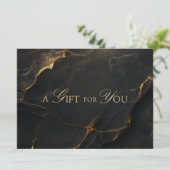 Elegante zwarte marmeren QR-code cadeaubon (Staand voorkant)