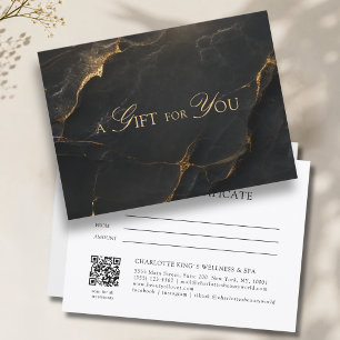 Elegante zwarte marmeren QR-code cadeaubon