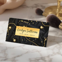 Elegante Zwarte Marmeren Schoonheidssalon Visiteka