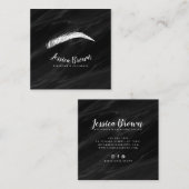 Elegante zwarte marmeren wenkbrauw extensions vierkante visitekaartje (Voorkant / Achterkant)