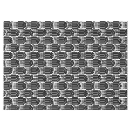 Elegante zwarte midden eeuw mod boog lijnen tafelkleed (Voorkant (Horizontaal))
