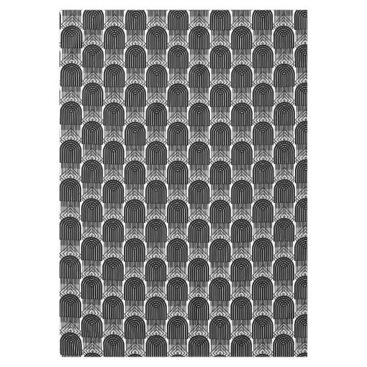 Elegante zwarte midden eeuw mod boog lijnen tafelkleed (Voorkant)