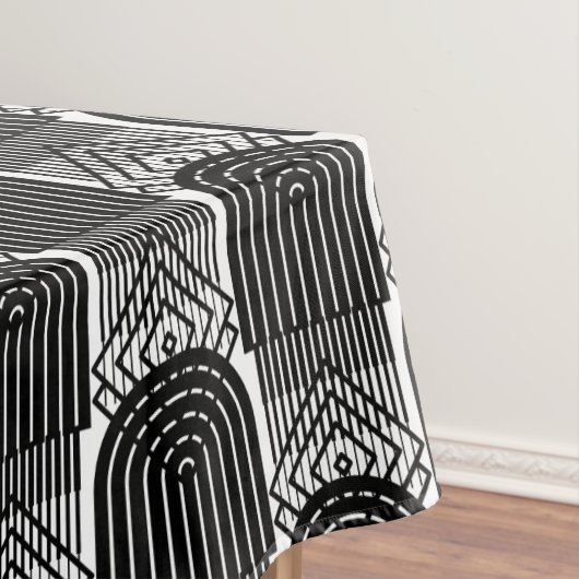 Elegante zwarte midden eeuw mod boog lijnen tafelkleed (Voorbeeld)