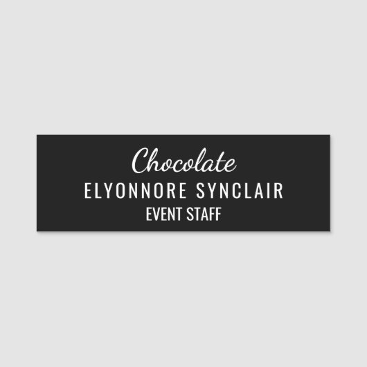 Elegante Zwarte Minimaal Chocolate Evenementen Per Naamplaatje (Voorkant)