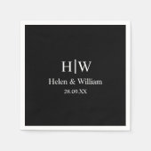 Elegante zwarte minimale chique gepersonaliseerde  servet (Voorkant)