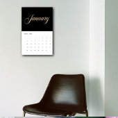 Elegante zwarte minimalist| gouden scriptletters kalender