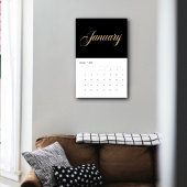 Elegante zwarte minimalist| gouden scriptletters kalender