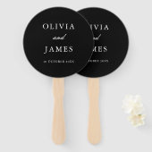 Elegante zwarte minimalistische bruiloft handwaaier (Voorkant en achterkant)