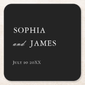 Elegante zwarte minimalistische bruiloft kartonnen onderzetters (Voorkant)
