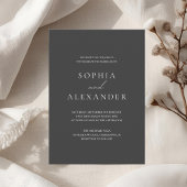 Elegante zwarte minimalistische bruiloft modern kaart