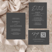 Elegante zwarte minimalistische bruiloft modern kaart