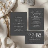 Elegante zwarte minimalistische bruiloft modern kaart