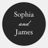 Elegante zwarte minimalistische bruiloft ronde sticker (Voorkant)