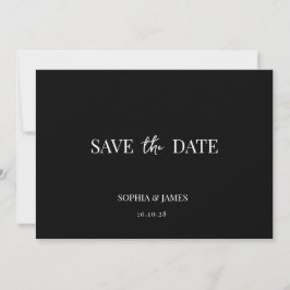 Elegante zwarte minimalistische bruiloft Save the  Date