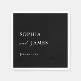 Elegante zwarte minimalistische bruiloft servet