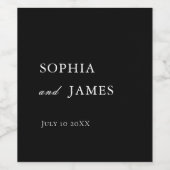 Elegante zwarte minimalistische bruiloft wijn etiket (Enkel label)