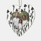 Elegante zwarte minimalistische doodle floral keramisch ornament (Links)