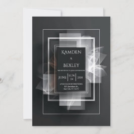 Elegante zwarte minimalistische geometrische bruil kaart