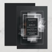 Elegante zwarte minimalistische geometrische bruil kaart (Voorkant / Achterkant)