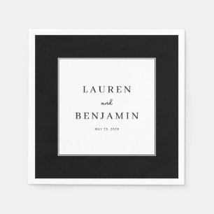 Elegante Zwarte Minimalistische Kalligrafie Servet