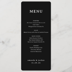 Elegante Zwarte Minimalistische Menu