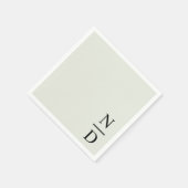 Elegante Zwarte Minimalistische Monogram Initialen Servet (Hoek)