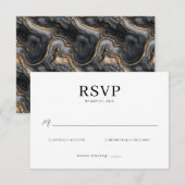 Elegante Zwarte Minimalistische RSVP Kaartje (Voorkant / Achterkant)