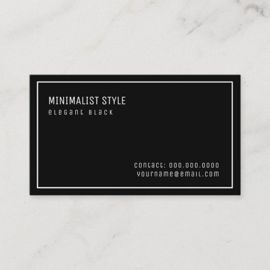 elegante zwarte minimalistische stijl visitekaartje (Voorkant)
