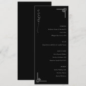 Elegante Zwarte Minimalistische Trouwmenu Menu (Voorkant / Achterkant)